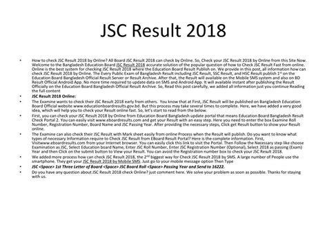 JSC Result 2018 .